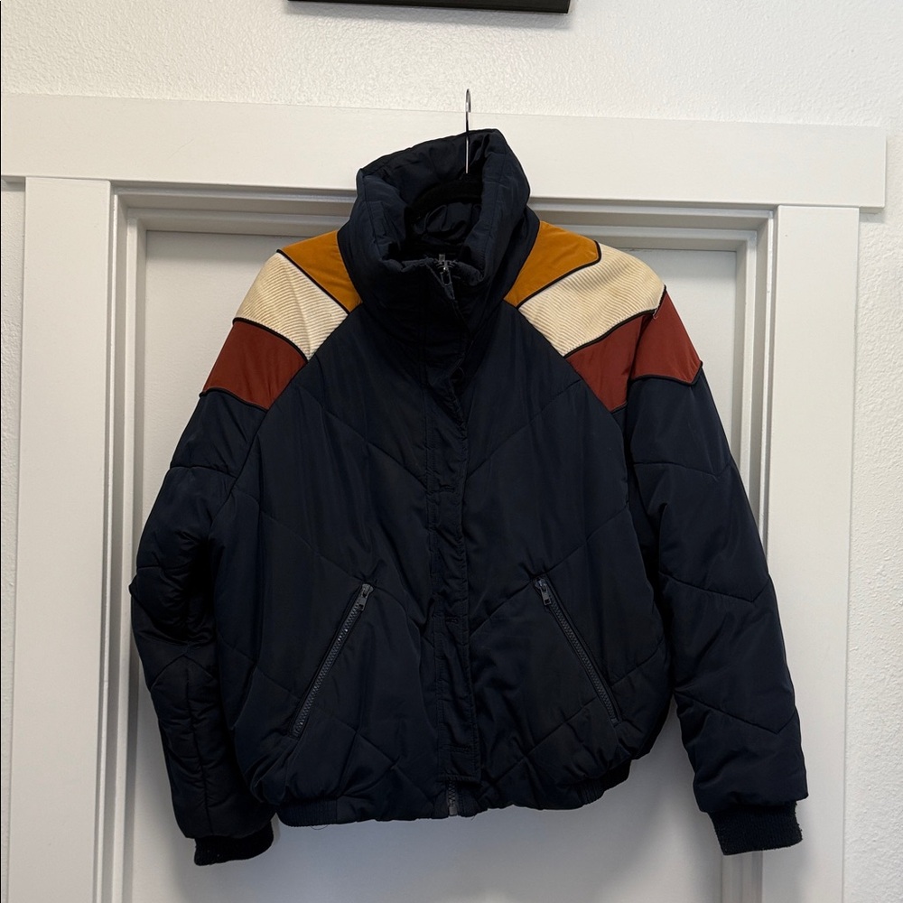 Free People Navy and Rust Puffer Jacket